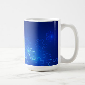 Autism Awareness Coffee Mug Glowing Blue Puzzle
