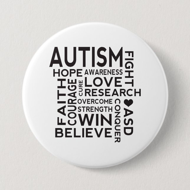 Autism Awareness Collage Pinback Button (Front)
