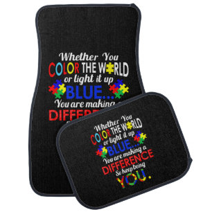 Autism Awareness Color The World or Light It Blue Car Floor Mat