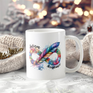 Autism Awareness Colorful Feather Infinity Symbol Coffee Mug