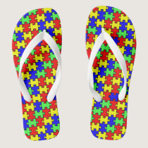 Autism Awareness Colorful Puzzle Flip Flops