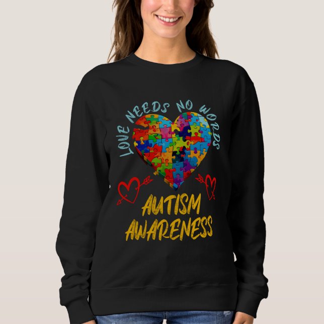 Autism awareness colorful puzzle heart Autistic Sweatshirt (Front)