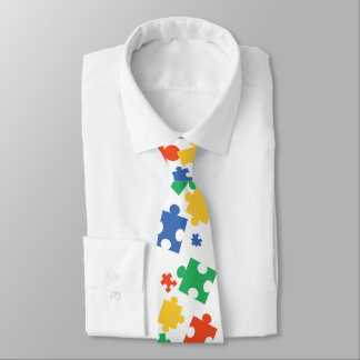 Autism Awareness Colorful Puzzle Pieces Neck Tie