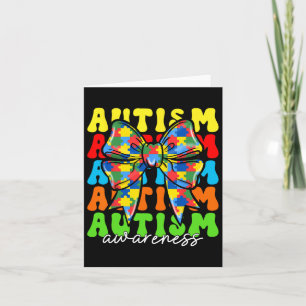 Autism Awareness Coquette Bow Men Women Kids Boys  Card