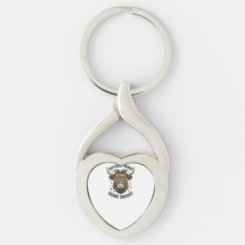 Autism Awareness Cow Vintage Engraving Support Des Keychain