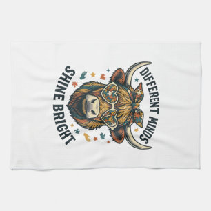 Autism Awareness Cow Vintage Engraving Support Des Kitchen Towel