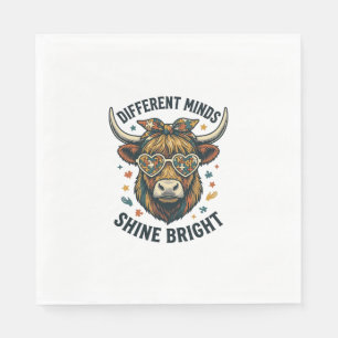 Autism Awareness Cow Vintage Engraving Support Des Napkins