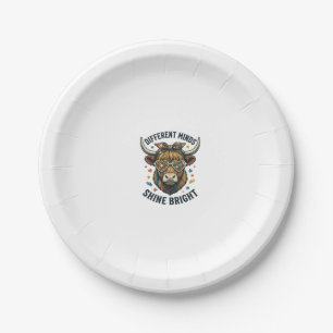 Autism Awareness Cow Vintage Engraving Support Des Paper Plates
