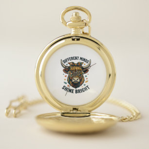 Autism Awareness Cow Vintage Engraving Support Des Pocket Watch
