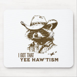 Autism Awareness Cowboy Raccoon I Got That Yee Haw Mouse Pad