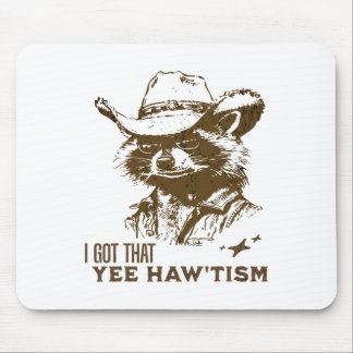 Autism Awareness Cowboy Raccoon I Got That Yee Haw Mouse Pad