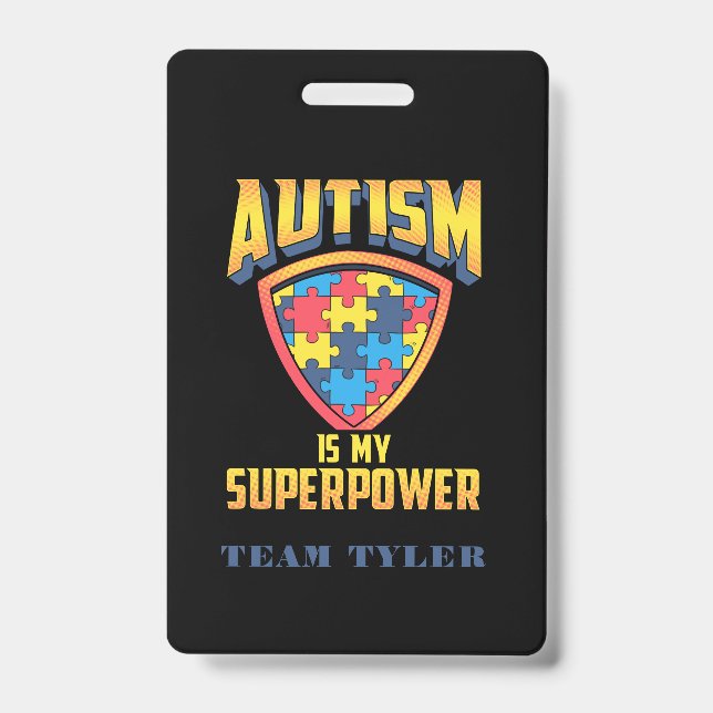 Autism Awareness Custom Team Support Event Badge (Front)