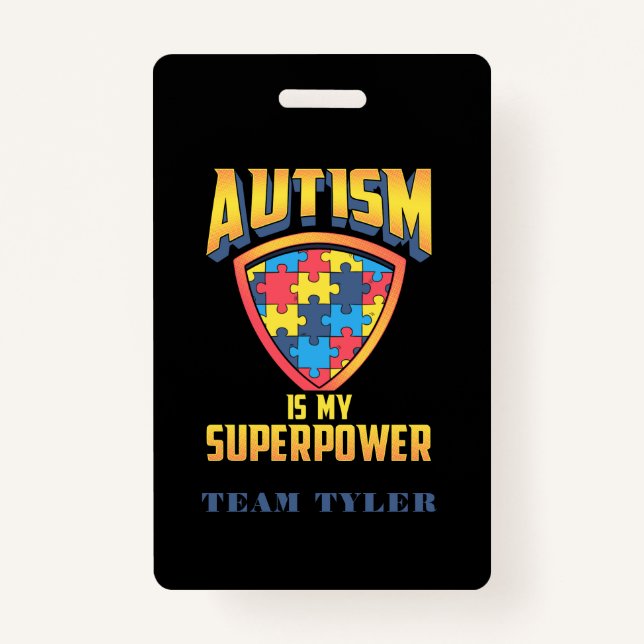 Autism Awareness Custom Team Support Event Badge (Front)