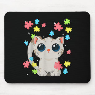 Autism Awareness Cute Cat Kitten Color Puzzles Bal Mouse Pad