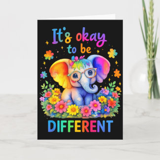 Autism Awareness Cute Elephant Animal Its Ok To Be Card