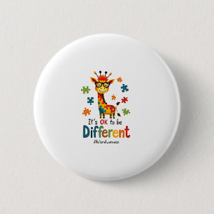 Autism Awareness Cute Giraffe Animal Its Ok To Be  Button