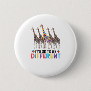 Autism Awareness Cute Giraffe Animal It's Ok To Be Button