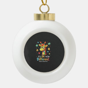 Autism Awareness Cute Giraffe Animal Its Ok To Be Ceramic Ball Christmas Ornament
