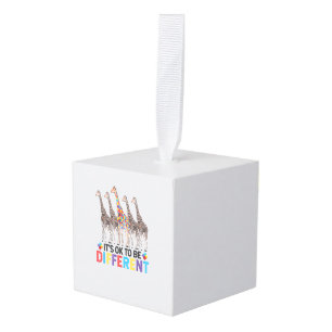 Autism Awareness Cute Giraffe Animal It's Ok To Be Cube Ornament