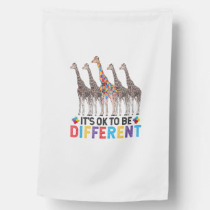 Autism Awareness Cute Giraffe Animal It's Ok To Be House Flag
