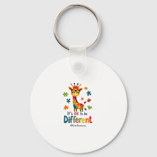 Autism Awareness Cute Giraffe Animal Its Ok To Be Keychain
