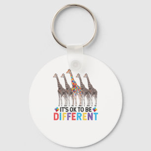 Autism Awareness Cute Giraffe Animal It's Ok To Be Keychain
