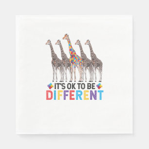 Autism Awareness Cute Giraffe Animal It's Ok To Be Napkins