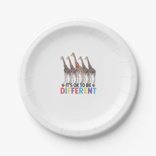 Autism Awareness Cute Giraffe Animal It's Ok To Be Paper Plates