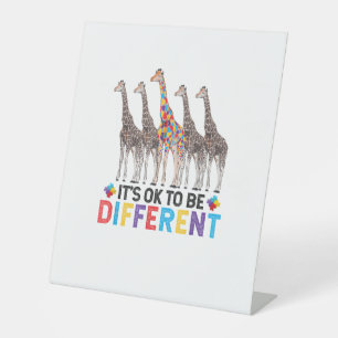 Autism Awareness Cute Giraffe Animal It's Ok To Be Pedestal Sign