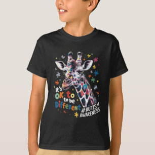Autism Awareness Cute Giraffe Animal Its Ok To Be T-Shirt