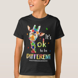 Autism Awareness Cute Giraffe Animal Its Ok To Be  T-Shirt