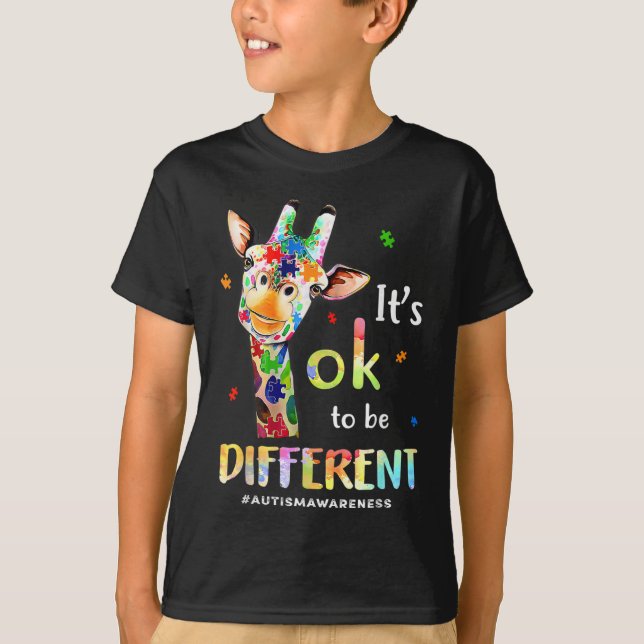 Autism Awareness Cute Giraffe Animal Its Ok To Be  T-Shirt (Front)