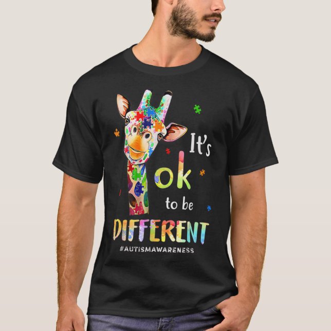 Autism Awareness Cute Giraffe Animals Be Different T-Shirt (Front)