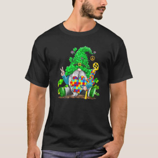 Autism Awareness Cute Gnomes Shamrock St Patricks T-Shirt