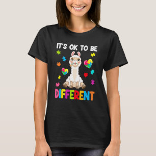 Autism Awareness Cute Llama It s Ok To Be Differe T-Shirt