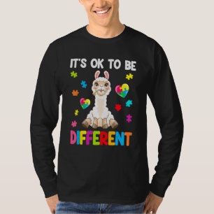 Autism Awareness Cute Llama It s Ok To Be Differe T-Shirt