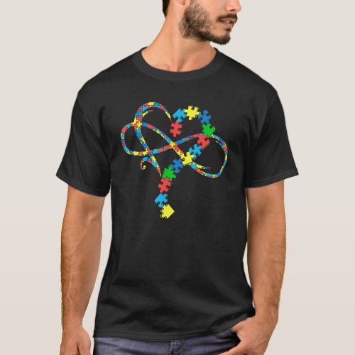 Autism Awareness Cute Love Heart Infinity Puzzle W T_Shirt