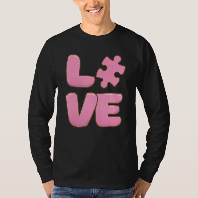 Autism Awareness Cute Love Puzzle Autistic Daughte T-Shirt (Front)