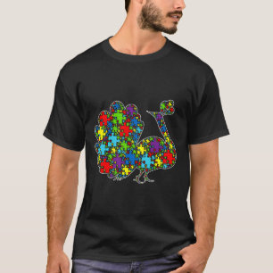Autism Awareness Cute Peacock Puzzle Piece Animals T-Shirt