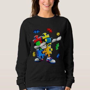 Autism Awareness Dabbing Puzzle Piece Kids And Gir Sweatshirt