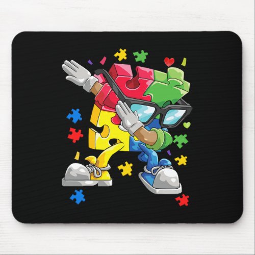 Autism Awareness Dabbing Puzzle Piece Kids Gift Bo Mouse Pad