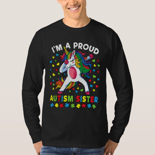 Autism Awareness Dabbing Unicorn Girl Proud Autism T-Shirt (Front)