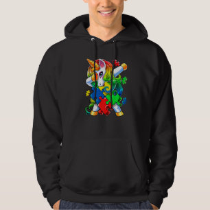 Autism Awareness Dabbing Unicorn Puzzle Piece For  Hoodie