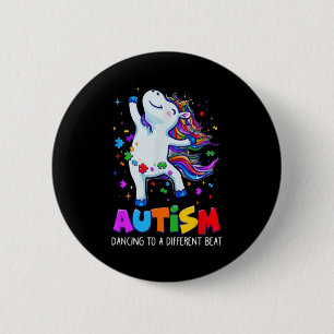 Autism Awareness Dabbing Unicorn Puzzle Piece Kids Button