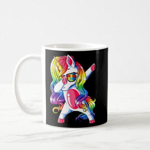 Autism Awareness Dabbing Unicorn Puzzle Rainbow Gi Coffee Mug