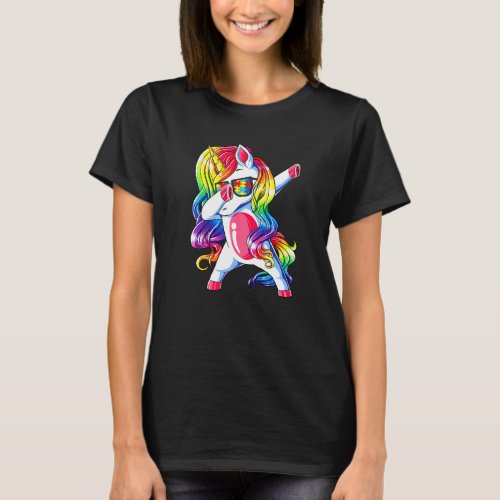 Autism Awareness Dabbing Unicorn Puzzle Rainbow Gi T_Shirt
