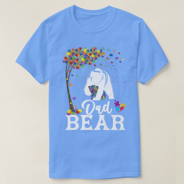 Autism Awareness Dad Bear Support Autistic Premium T-Shirt (Design Front)