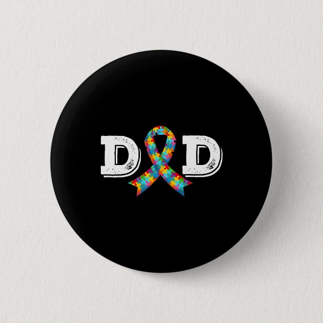 Autism Awareness Dad Father Acceptance Diffirent R Button (Front)