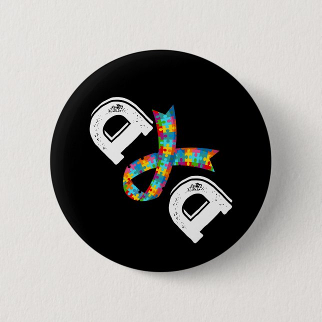 Autism Awareness Dad Father Acceptance Diffirent R Button (Front)