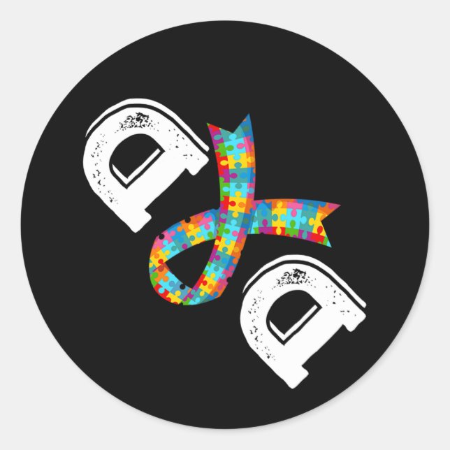 Autism Awareness Dad Father Acceptance Diffirent R Classic Round Sticker (Front)